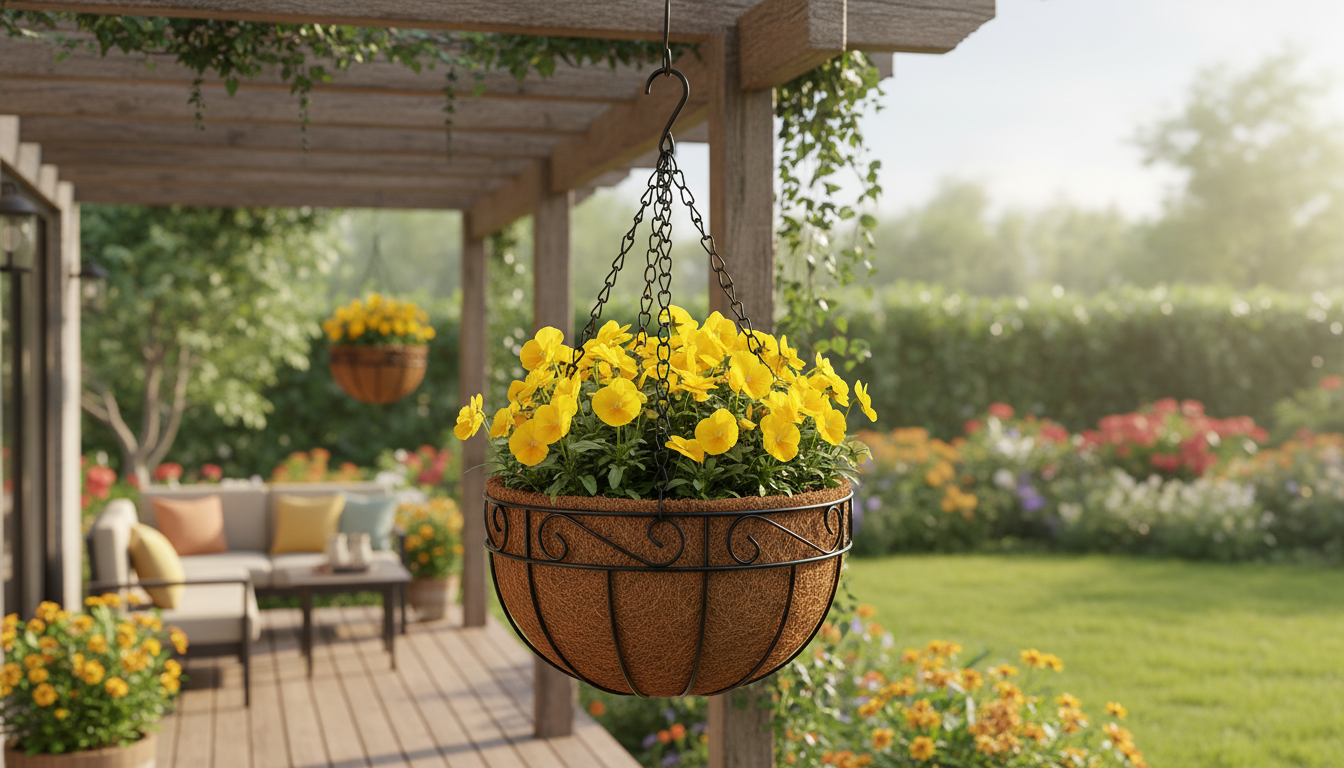10-Inch Iron Hanging Basket with Coconut Coir Liner